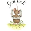 Anillustration Ansichtkaart Muis met hoefijzer good luck