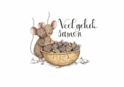 Anillustration Ansichtkaart Geboorte twee- of meerling in notendop