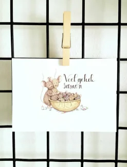 Anillustration Ansichtkaart Geboorte twee- of meerling in notendop