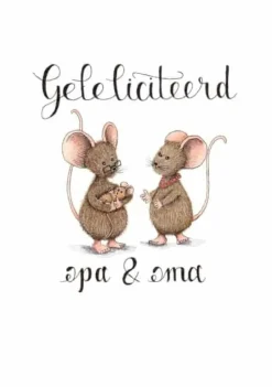 Anillustration Ansichtkaart Gefeliciteerd opa&oma