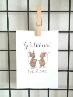 Anillustration Ansichtkaart Gefeliciteerd opa&oma