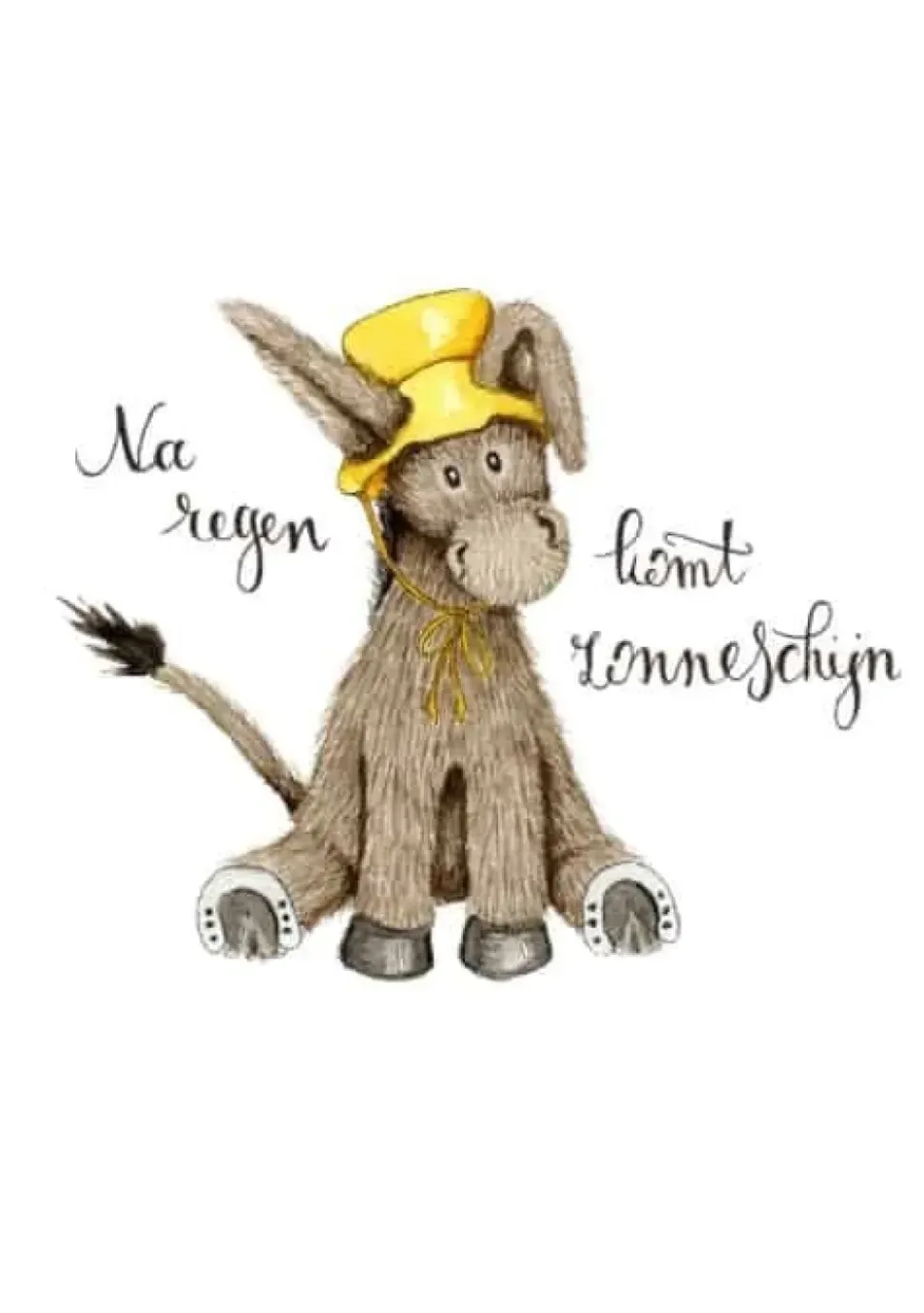 Anillustration Ansichtkaart Ezel na regen komt zonneschijn