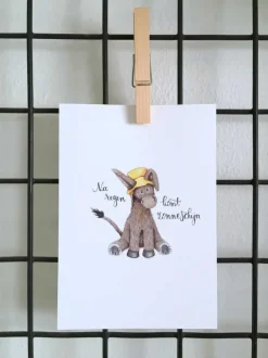 Anillustration Ansichtkaart Ezel na regen komt zonneschijn