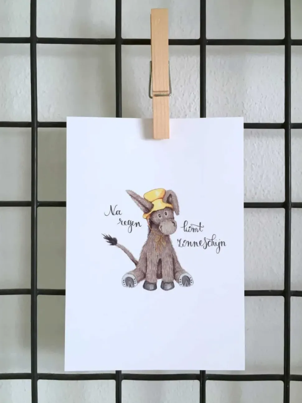 Anillustration Ansichtkaart Ezel na regen komt zonneschijn