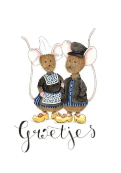 Anillustration Ansichtkaart Muisjes in klederdracht