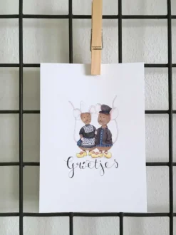 Anillustration Ansichtkaart Muisjes in klederdracht