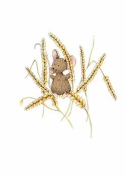 Anillustration Ansichtkaart Muis op tarwe