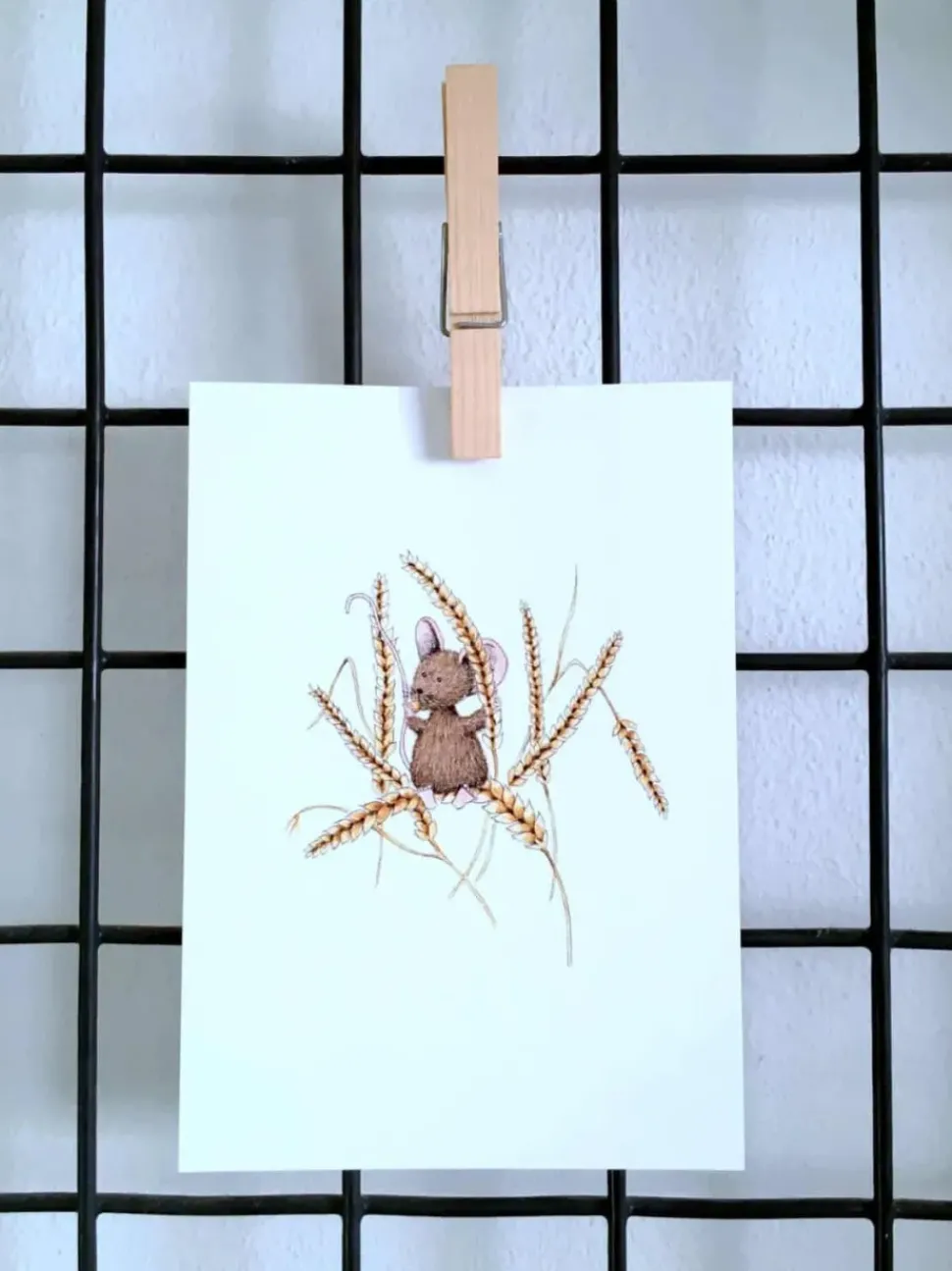 Anillustration Ansichtkaart Muis op tarwe