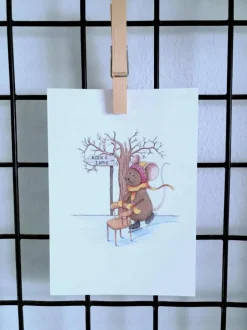 Anillustration Ansichtkaart Schaatsend muisje koek&zopie