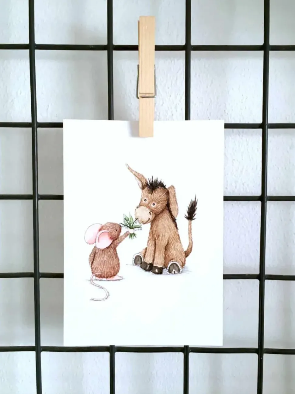 Anillustration Ansichtkaart Ezel & muis lelietje van dalen