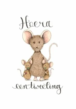 Anillustration Ansichtkaart Hoera een tweeling