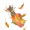Anillustration Ansichtkaart Pilootmuis op herfstblad