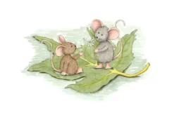 Anillustration Ansichtkaart Muisjes op een blad