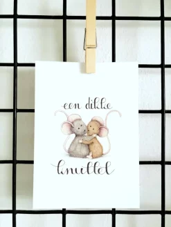 Anillustration Ansichtkaart Muisjes een dikke knuffel