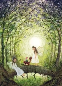 Bijdehansje Postkaart Fairies with Squirrel