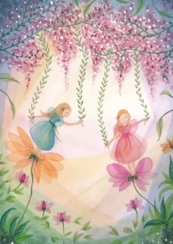 Bijdehansje Postkaart Fairies with Flowers