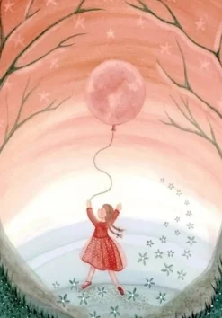 Bijdehansje Postkaart Girl with Moon Balloon
