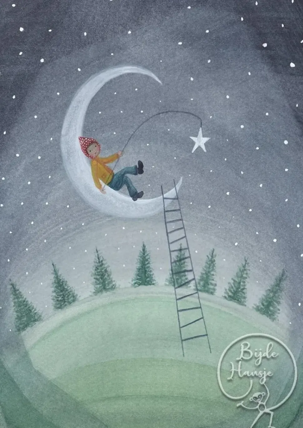 Bijdehansje Postkaart Moon