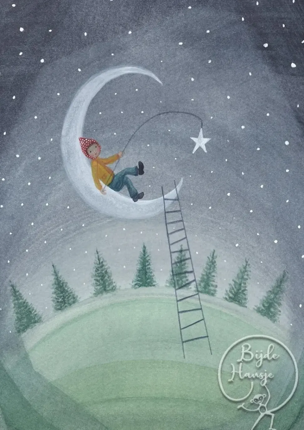 Bijdehansje Postkaart Moon