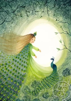 Bijdehansje Postkaart Peacock princess