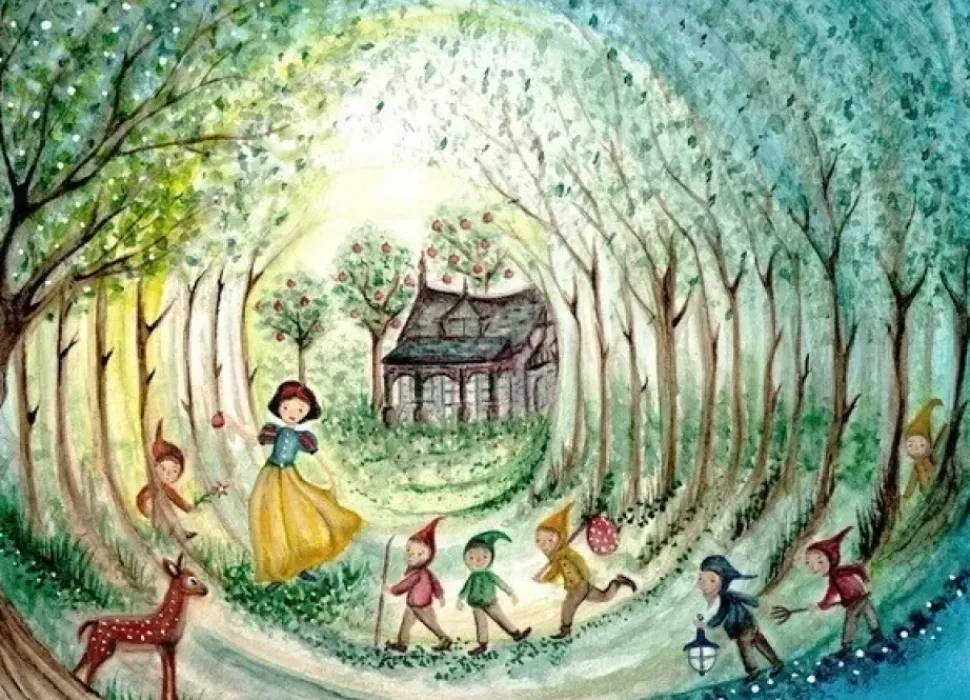 Bijdehansje Postkaart Snow White