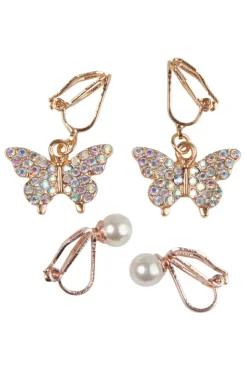 Boutique Butterfly Clip On Earrings, 2 Sets