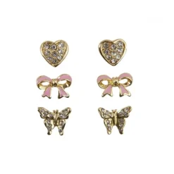 Boutique Dazzle Studded Earrings, 3 Sets