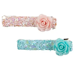 Boutique Glitter Rosette Hairclips, 2 Pcs