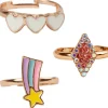 Boutique Heart Star Rings, 3 Pcs