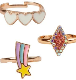 Boutique Heart Star Rings, 3 Pcs