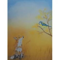 Brechtje Duijzer Ansichtkaart Vos en Pimpelmees