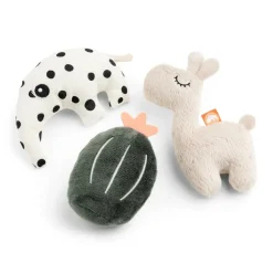 Done by Deer Rammelaar en Activiteitenknuffel Spiegel Jelly Mustard