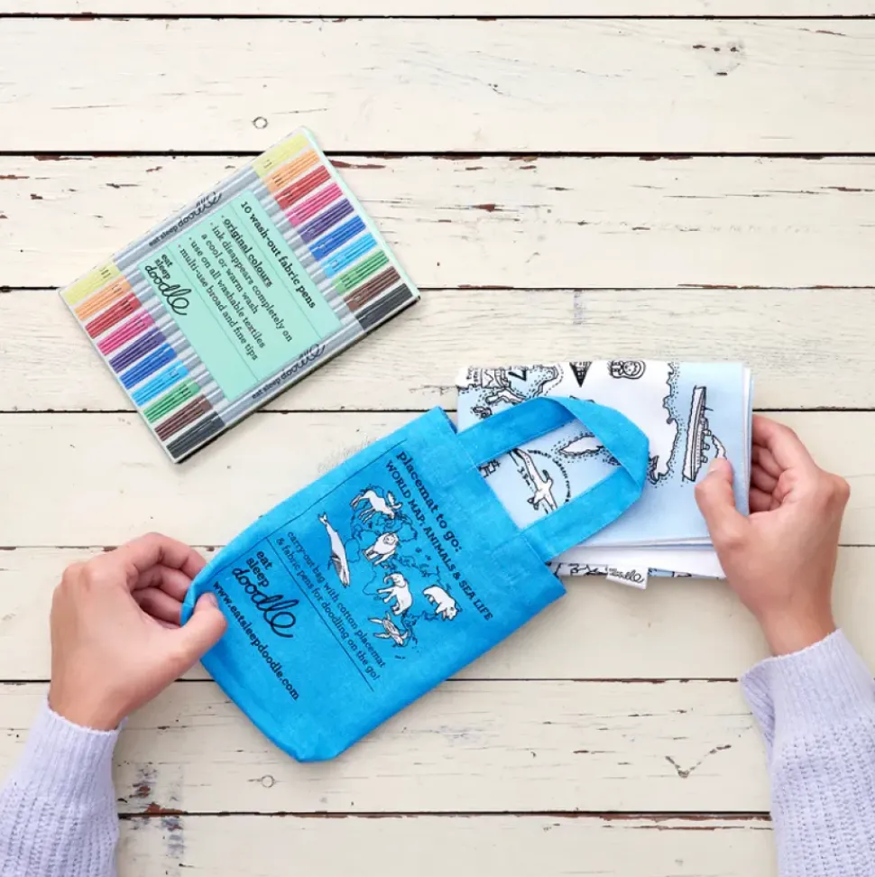 eat sleep doodle Placemat to go World Map