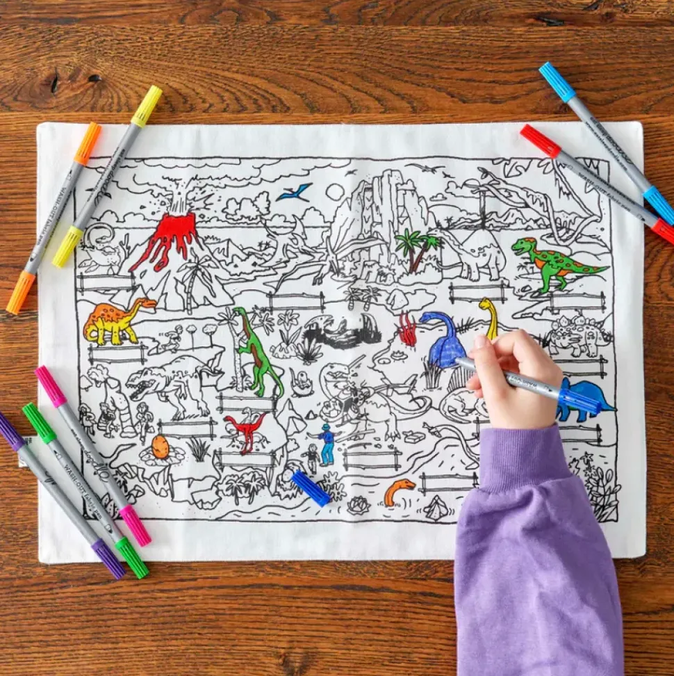 eat sleep doodle Placemat to go Dino