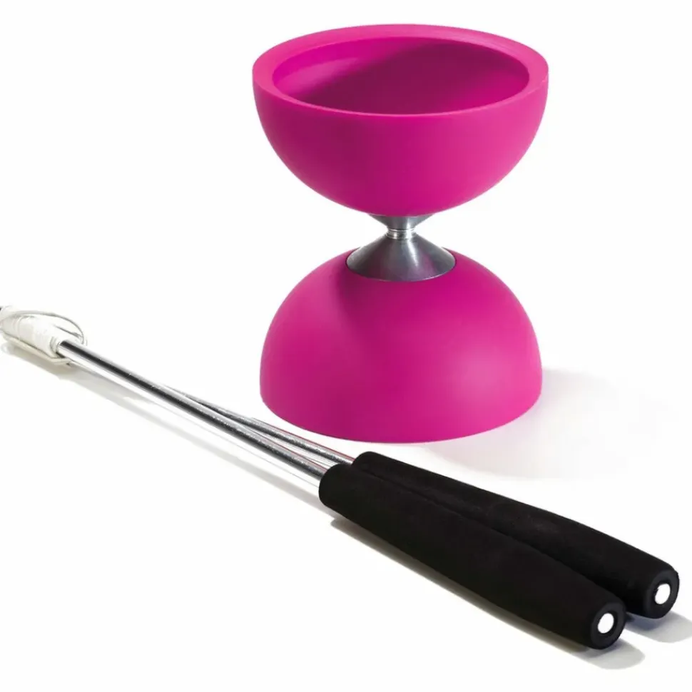 Eureka Acrobat Rubber Diabolo Roze met Alu Handstokken