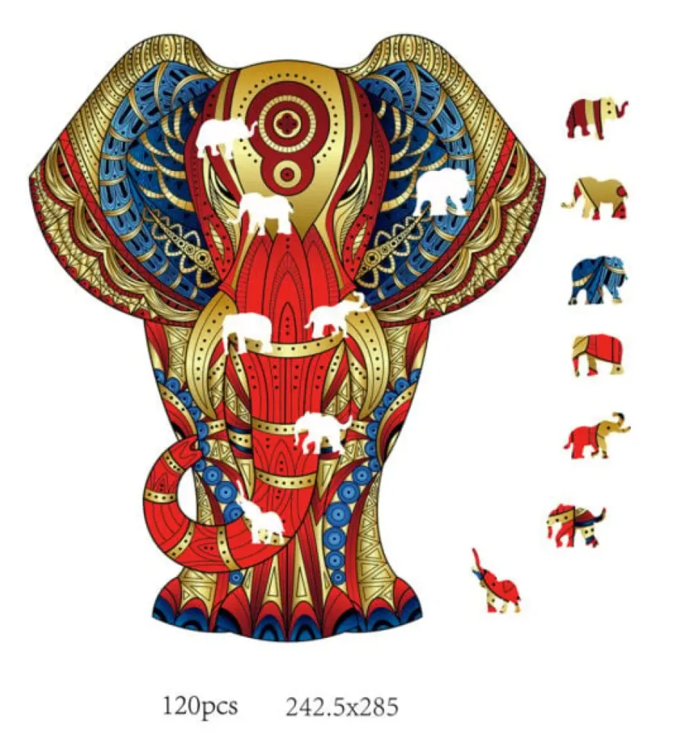 Eureka Regenboog Houten Puzzel Olifant