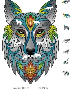 Eureka Regenboog Houten Puzzel Wolf