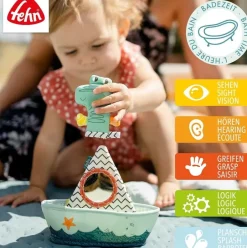 Fehn Badspeelgoed Bootje met Vingerpop Krokodil