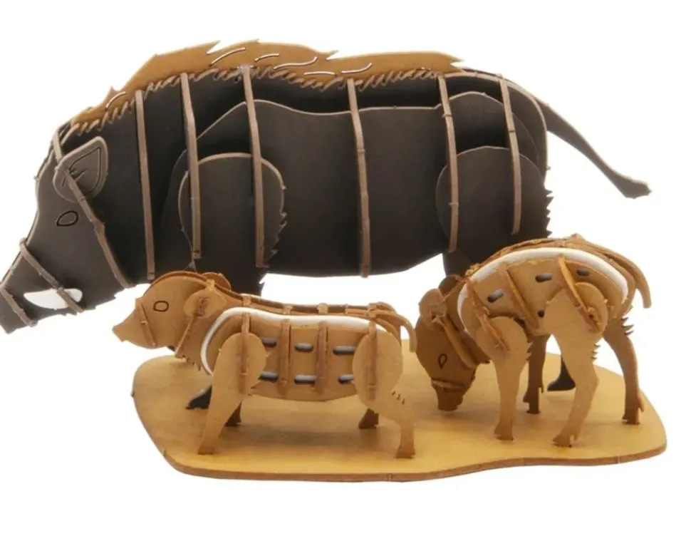 Fridolin 3D Papiermodel Everzwijnen Familie