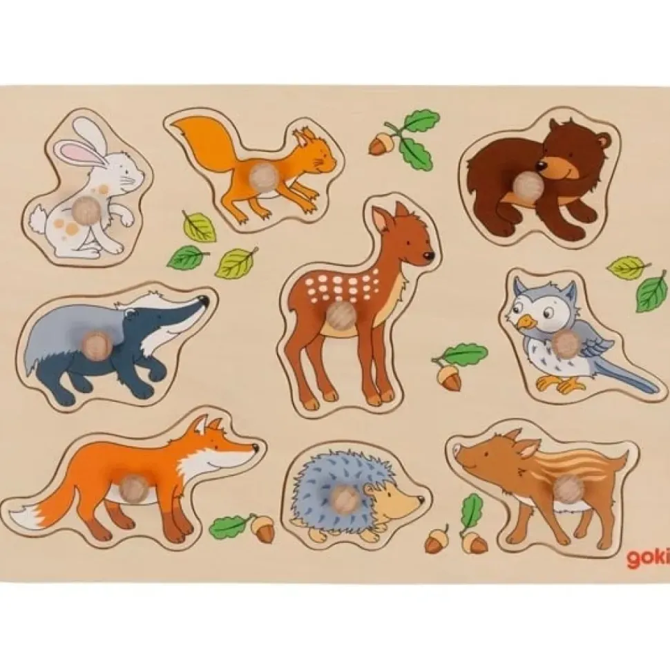 Goki Knoppuzzel Bosdieren 9 pcs