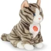 Hermann Teddy Knuffel Kat Grijs Getijgerd Zittend