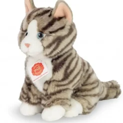 Hermann Teddy Knuffel Kat Grijs Getijgerd Zittend