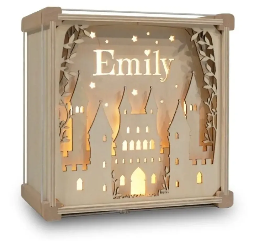 Het Houtlokael Naamlamp 3D Kasteel Hout