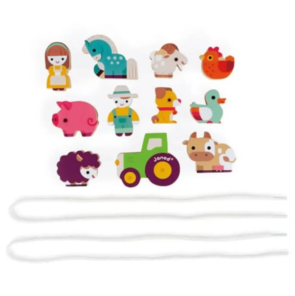 Janod Rijgkralen Boerderij Set Hout