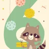 Kaart met envelop 6 Raccoon