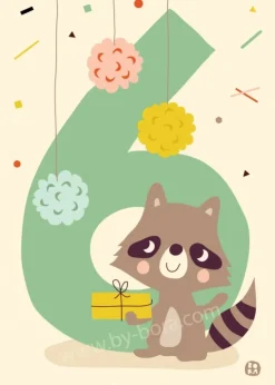 Kaart met envelop 6 Raccoon