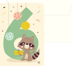 Kaart met envelop 6 Raccoon