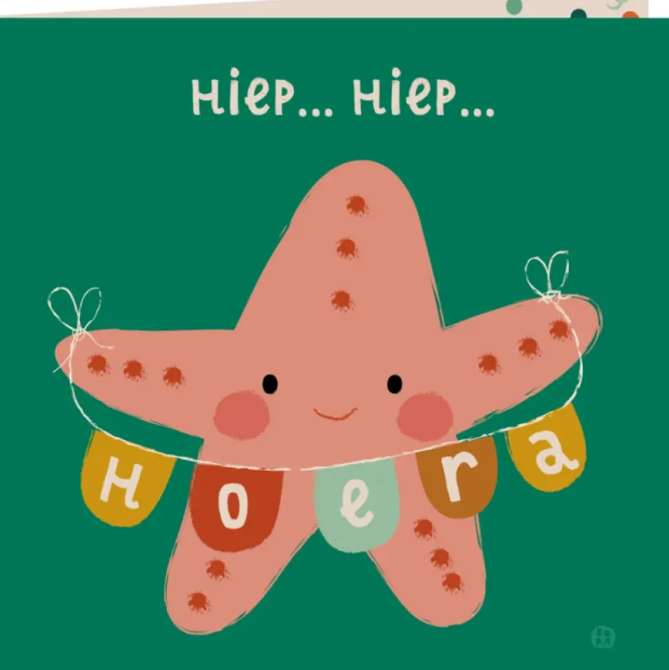 Kaart met envelop Hiep hiep zeester