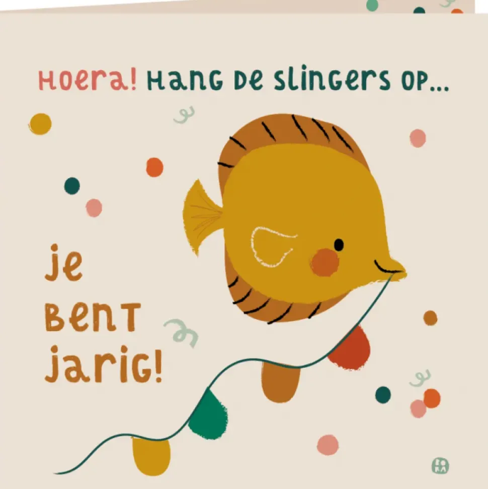 Kaart met envelop Slingers ophangen vis