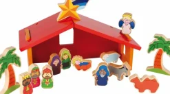 Kerststal Kribbe  14-delig Hout